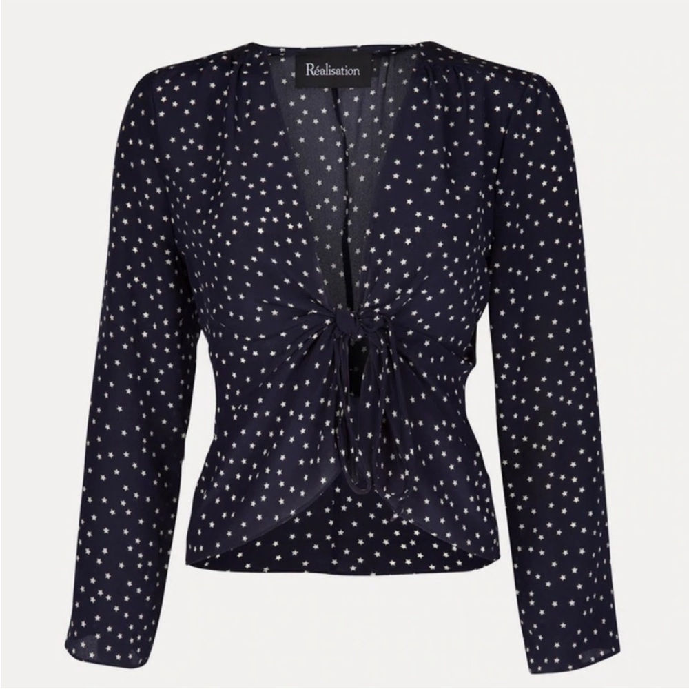 Realisation Par Navy Tie Blouse with Stars